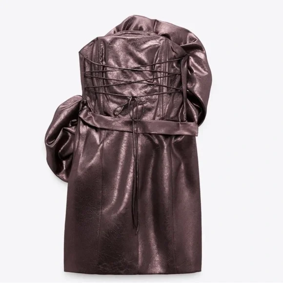 Zara NWOT voluminous flower 3D appliqué oversized floral detail party mini dress - Picture 8 of 15